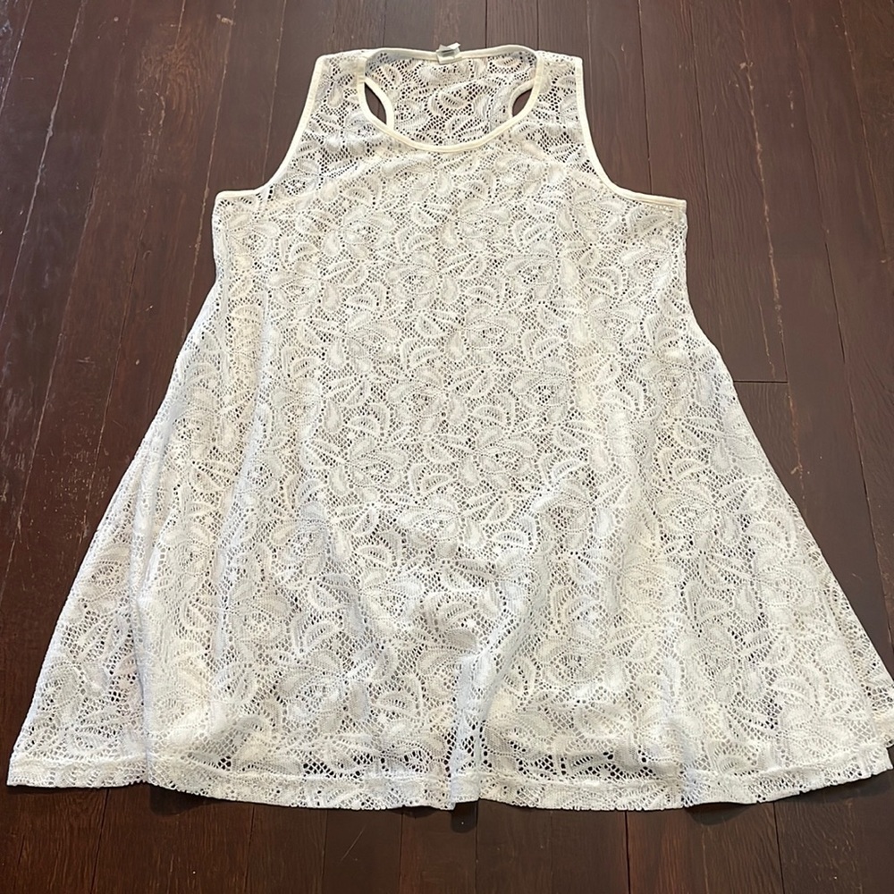 Women's West Loop Lace Swimsuit Beach Summer Tank Top Coverup XL